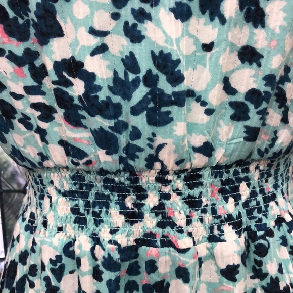 LOFT Shimmer Floral Ruffle Sleeve Flare Dress | NWOT - Picture 4 of 10